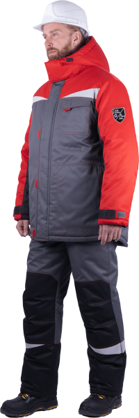Костюм КМ-10 ЛЮКС зимний 3-4 класс c ПК (серый/красный)