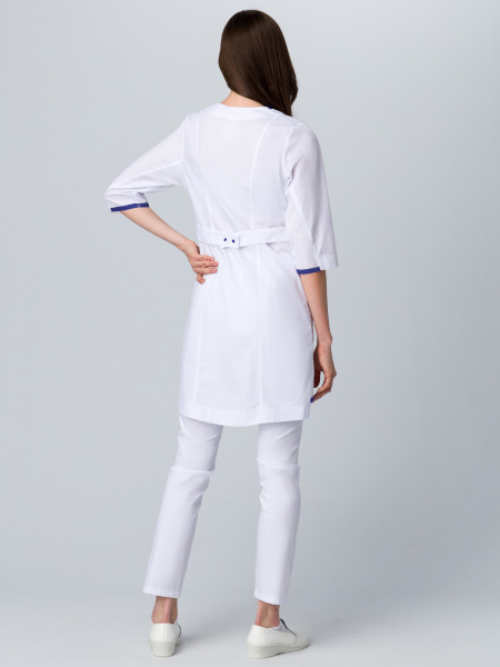 Халат СИМПЛ-003 женский (белый/синий)