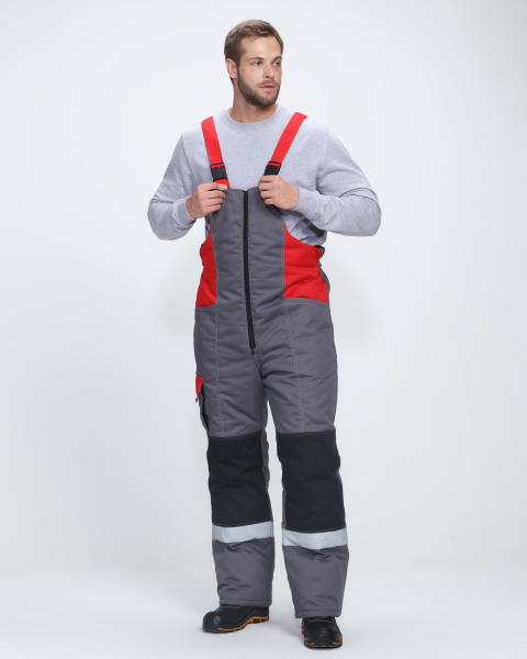 Костюм ЗИМНИК зимний с ПК (т.серый/черный/красный)