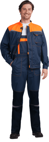 Костюм КМ-10 ЛЮКС с ПК (т.синий/оранжевый)