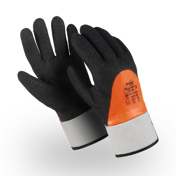 Перчатки НОРД ГРИП (WG-761) ПВХ с Coral Grip 3/4 (черный/оранжевый)