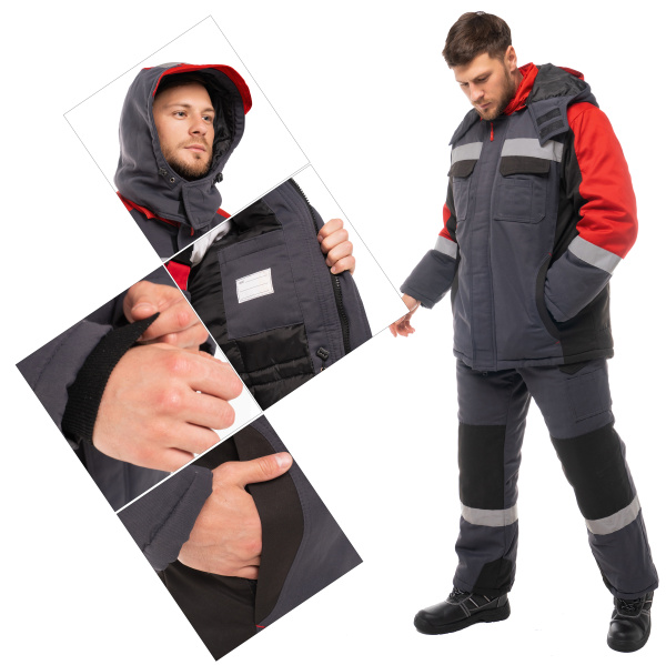 Костюм ФОРМУЛА зимний с СОП (т.серый/красный)