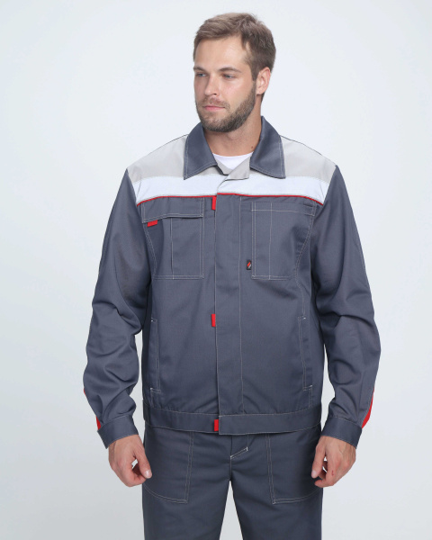 Костюм ФЛОФТ-1 ПРЕМИУМ СОП UZ с БР (т.серый/серый/красный)