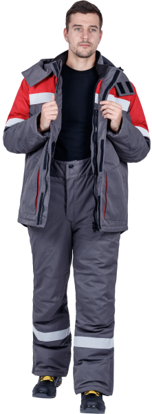 Костюм ЭЛЕКТРОСТОП ТЕРМО ЗЭТВ 62.5 зимний с БР (серый/красный)
