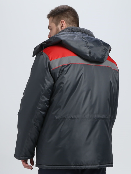 Куртка БРИГАДА NEW Оксфорд зимняя (т.серый/красный)