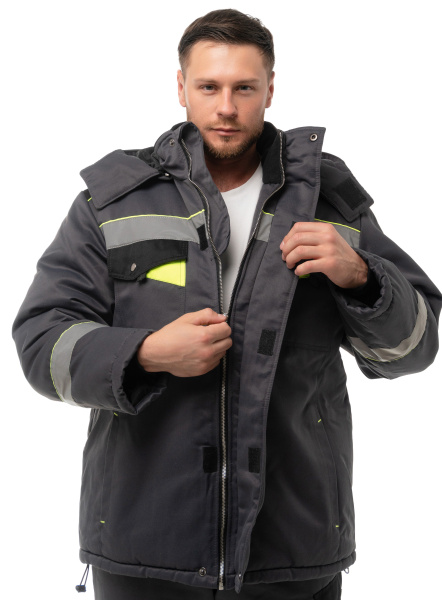 Костюм КОРВЕТ зимний СОП с БР (т.серый/черный/лимон)