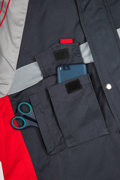 Костюм зимний Факел, брюки, темно-серый/красный