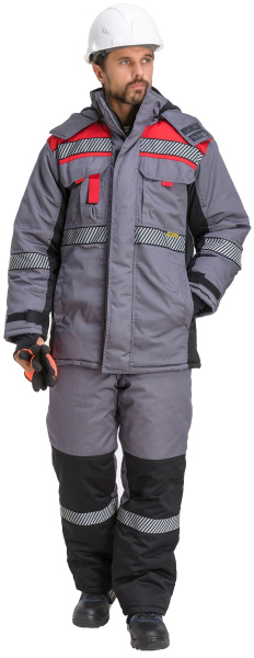 Костюм RONTA KS581 зимний с СОП (т.серый/красный/черный)