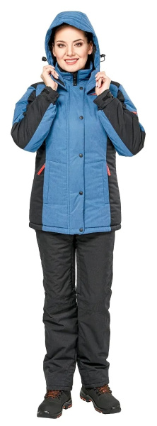 Куртка ЕНИСЕЙ женская зимняя с фольгированной подкладкой (адриатика/черный)