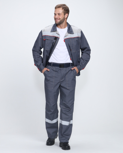 Костюм ФЛОФТ-1 ПРЕМИУМ СОП с БР (т.серый/серый/красный)