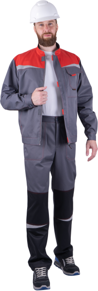 Костюм КМ-10 ЛЮКС летний с БР (серый/красный)