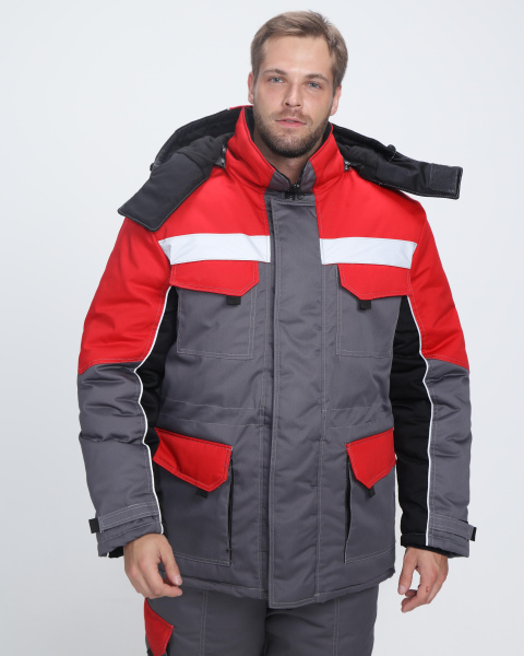 Костюм ЗИМНИК зимний с ПК (т.серый/черный/красный)
