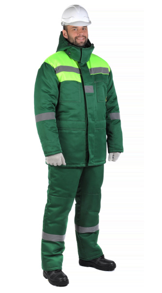 Куртка RONTA KR241 зимняя (т.зеленый/лаймовый)