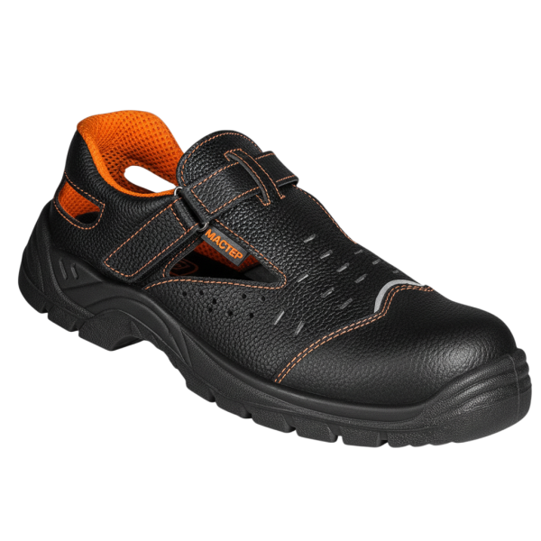 Полуботинки МАСТЕР ПУ кожаные с перфорацией с МП (черный/оранжевый)