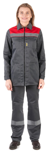 Костюм RONTA KS815 женский с БР (т.серый/красный)