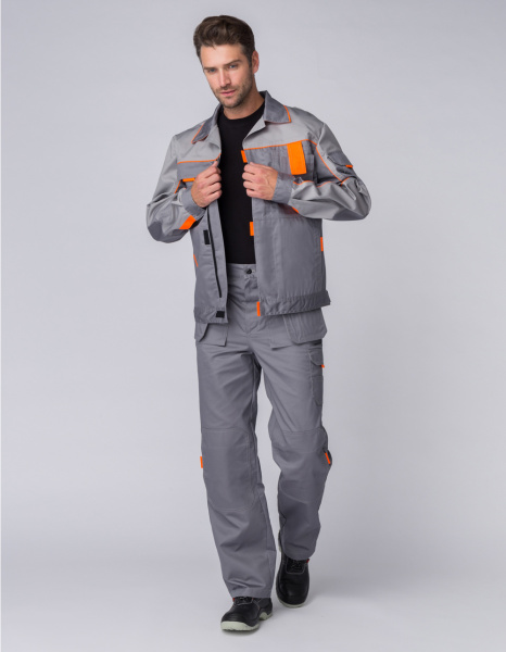 Костюм СОЮЗ-ПРОФЕССИОНАЛ-1 с БР (серый/св.серый/оранжевый)