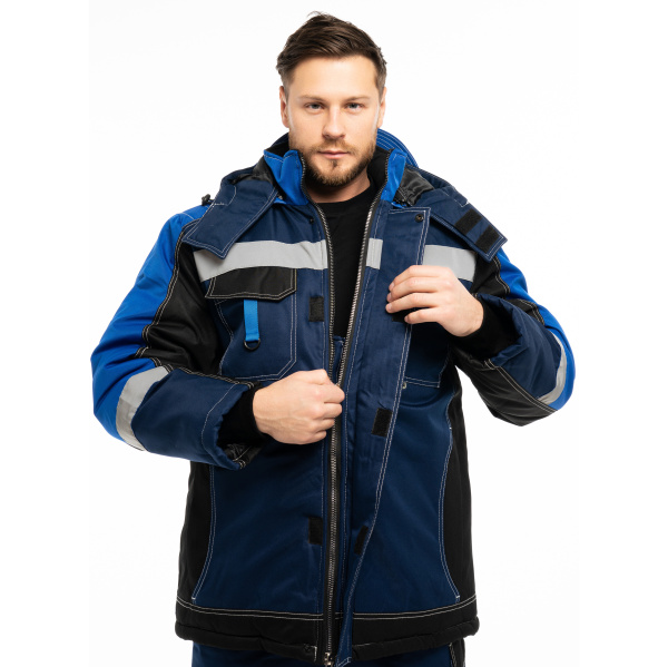 Костюм ЮКОН-МЕМБРАНА зимний с ПК (т. синий/черный/васильковый)