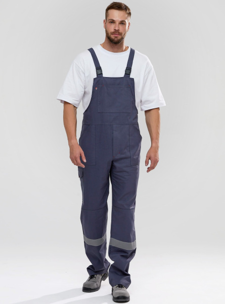 Костюм ФЛОФТ-2 СОП саржа с ПК (т.серый/св.серый/красный)