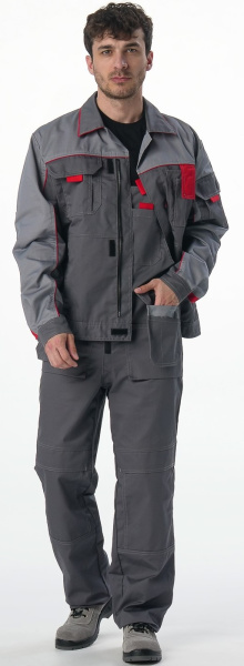 Костюм СОЮЗ-ПРОФЕССИОНАЛ-2 IMP с ПК (серый/св.серый/красный)