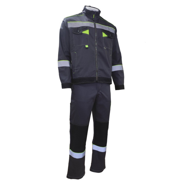 Костюм КОРВЕТ КОТТОН КП2 с КП (т.серый/черный/лимон)