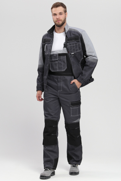 Костюм ВЕКТРОН-2 с ПК (т.серый/св.серый/черный)