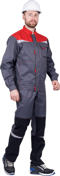 Костюм КМ-10 ЛЮКС летний с ПК (серый/красный)