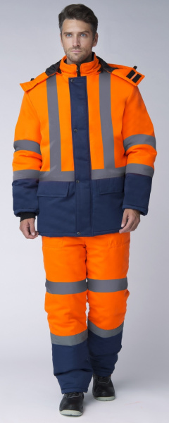 Костюм ДОРОЖНИК-С зимний с ПК (оранжевый/т.синий)
