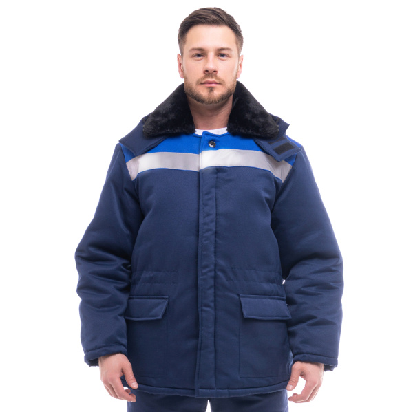 Куртка БРИГАДИР зимняя с манжетами с СОП (т.синий/васильковый)