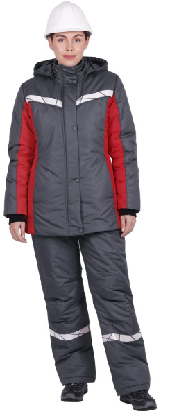 Куртка ВИРАЖ НЕО женская зимняя (т.серый/красный)
