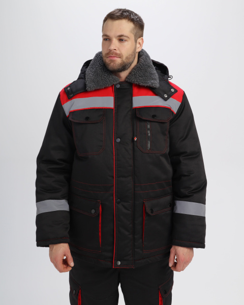 Костюм НЕЙЧ-ПРЕМИУМ CH зимний с ПК (черный/красный)