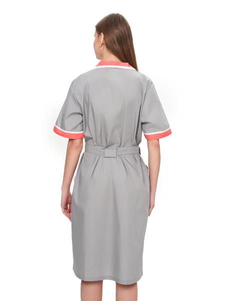 Халат ПРИБОЙ женский (св.серый/коралловый/белый)