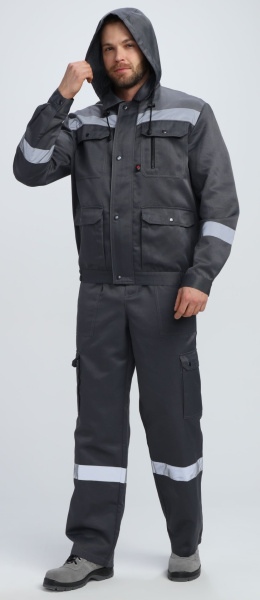 Костюм НЕЙЧ-2 СОП К. с капюшоном с ПК (т.серый/св.серый)