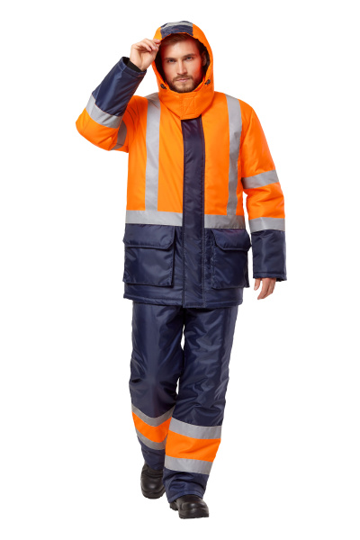 Костюм сигнальный зимний с ПК (оранжевый/синий)