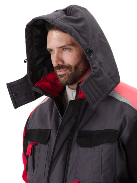 Костюм ВЕКТОР зимний с ПК (т.серый/черный/красный)