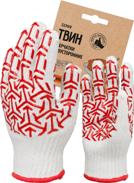 Перчатки СПЕЦ-SРB СТРЕЛА с ПВХ трикотажные (белый/красный)