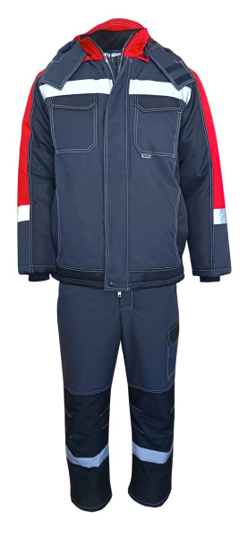 Костюм ЮКОН-МЕМБРАНА зимний с БР (т. серый/черный/красный)