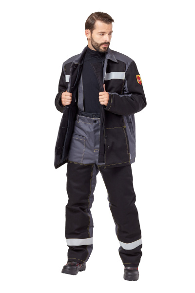 Костюм сварщика ФАЙМЕР 1 зимний с БР (серый/черный)