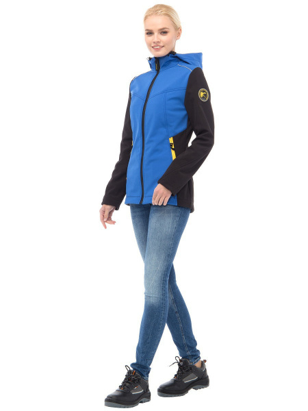 Куртка ТАЙМ женская софтшелл (черный/васильковый)