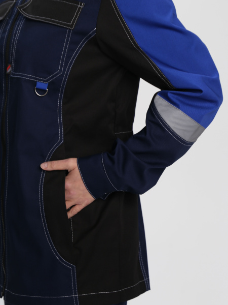 Костюм ВЕКТРОН-1 женский с БР (т.синий/васильковый/черный)