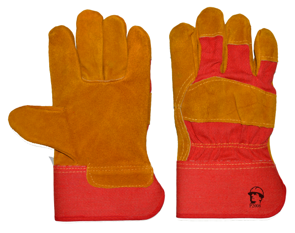 Перчатки РОСМАРКА 2008 спилковые комбинированные (желтый/красный)