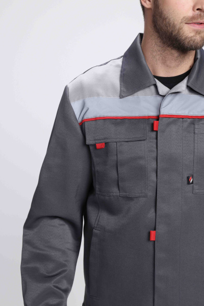 Костюм ФАВОРИТ-1 СОП IMP с БР (т.серый/серый/красный)