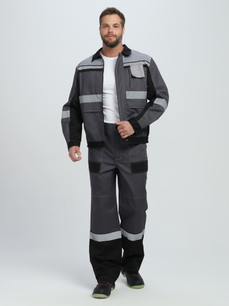 Костюм ВИВАТ-1 ПРЕМИУМ СН МВО с БР (т.серый/черный/св.серый)