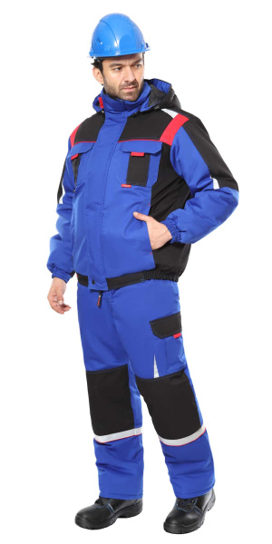 Костюм СИРИУС-СТАН зимний с ПК (васильковый/черный/красный)