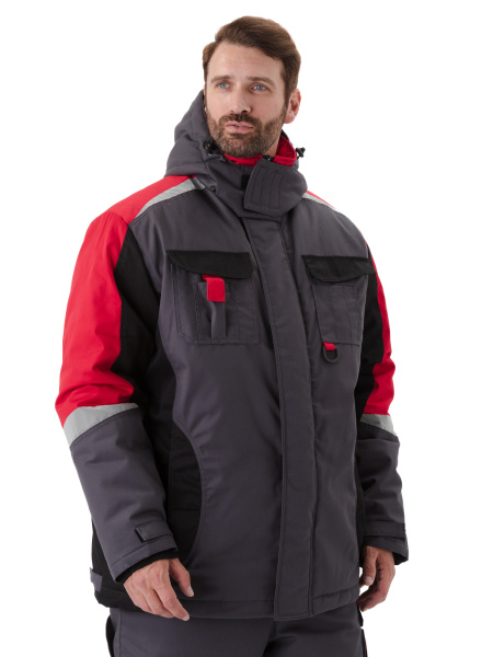 Костюм ВЕКТОР зимний с ПК (т.серый/черный/красный)