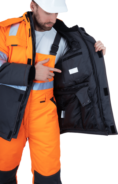 Костюм РЕФЛЕКТ-2 зимний с ПК (оранжевый/серый)