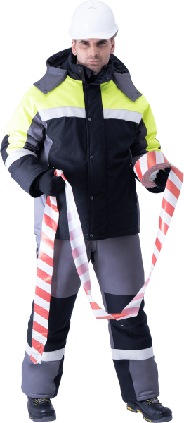 Костюм ЛОГЕР ПРОТЕКТ зимний с ПК (серый/черный/лимонный)