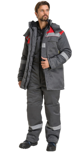 Куртка RONTA KR241 зимняя (т.серый/красный)