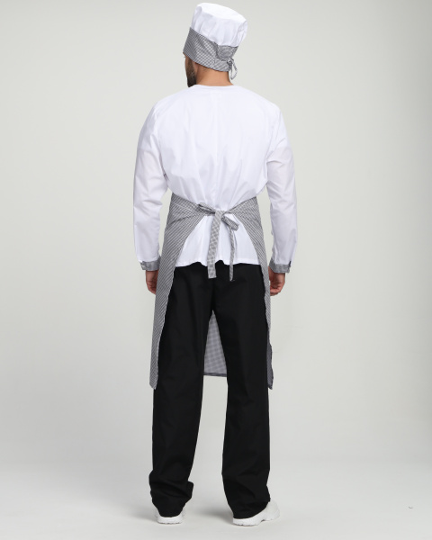 Костюм повара ШЕФ-2 (белый/черный/принт-клетка)