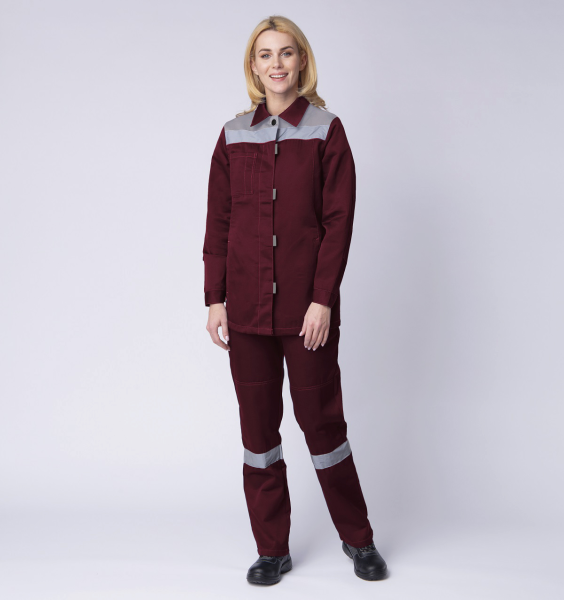 Костюм женский Весна-2 СОП NEW, п/к, бордовый/серый