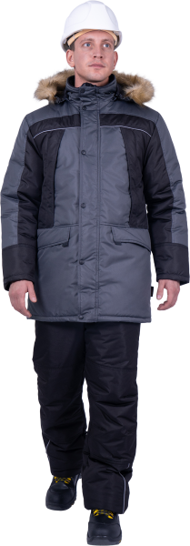 Куртка СКАНДИНАВИЯ ЛЮКС зимняя (серый/чёрный)